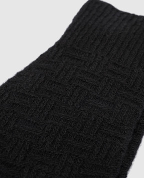 Bottega Veneta Black gloves made of wool and cashmere in a textured pattern 708694V29M0