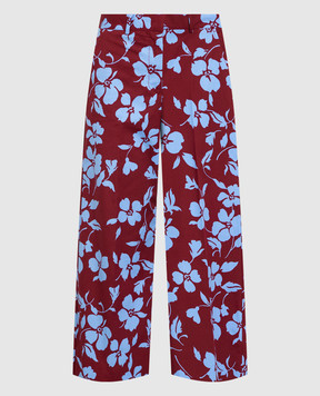 Max Mara Weekend Stegola burgundy pants in a floral print STEGOLA