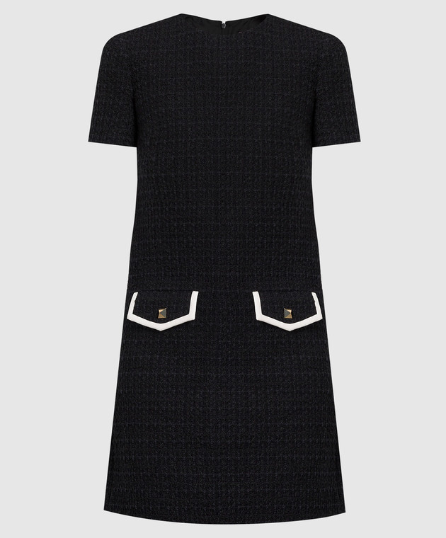 VALENTINO / BLACK TWEED MINI DRESS/ワンピース/40/レーヨン/ブラック/2B3VA1C06U8 Valentino - Black tweed mini dress 2B3VA1C06U8 - shop with Greece