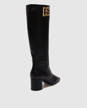 Dolce&Gabbana Black leather boots with logo CU1067AQ513