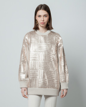 Max Mara Beige Piovra wool sweater dress with sequins PIOVRA