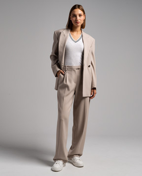 Brunello Cucinelli White ribbed pullover with lurex M9A844502