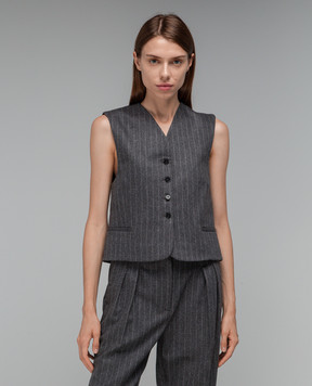 Lou Lou Studio Smith wool and cashmere striped vest in gray SMITH