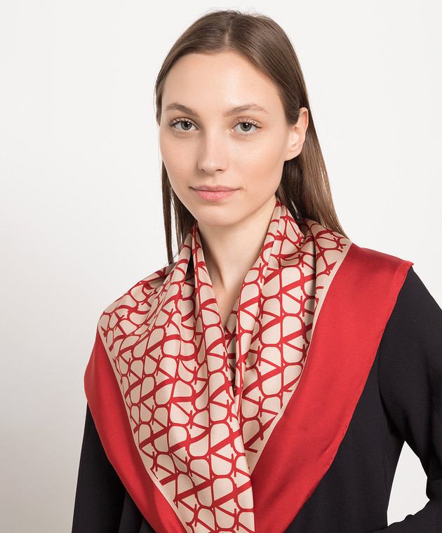 VALENTINO Vlogo Signature シルクスカーフ Valentino - Vlogo Signature red silk scarf 2W0EI114WYT