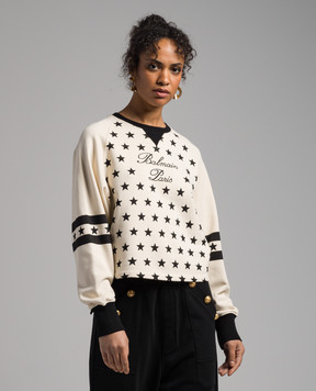 Balmain Beige sweatshirt with a print CF1JO066GD27