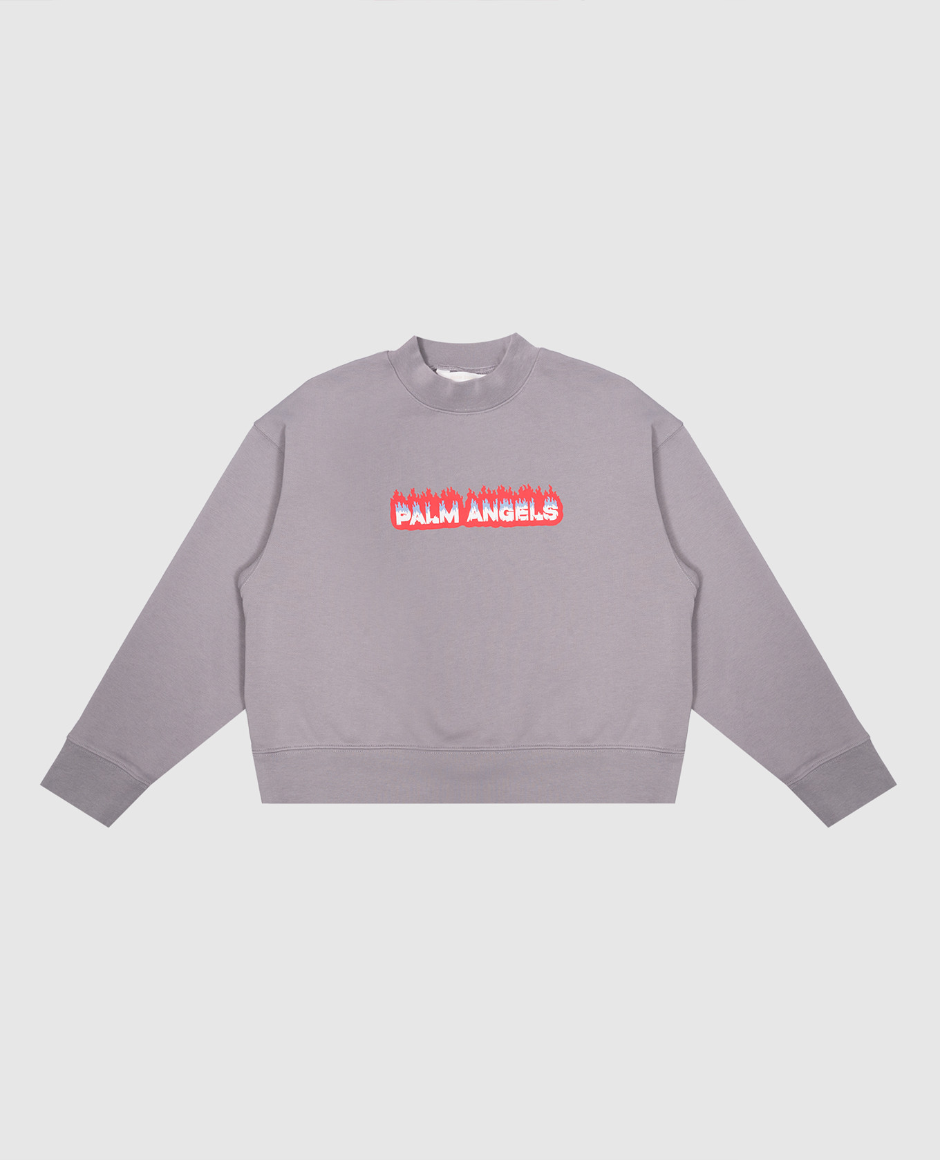 Children's gray sweatshirt with a print of the flames logo palm angels