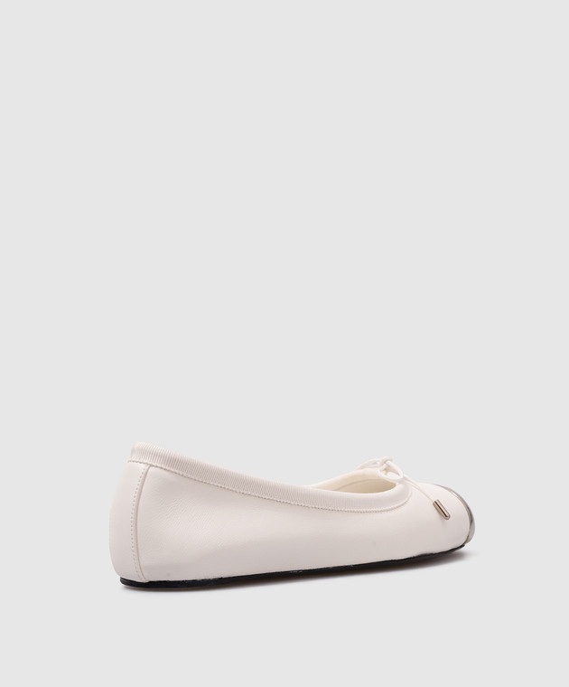 Alexander McQueen - White leather Punk ballet flats with a
