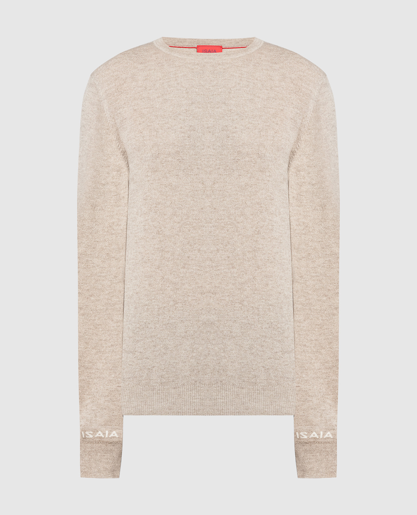 

Beige cashmere jumper with logo ISAIA