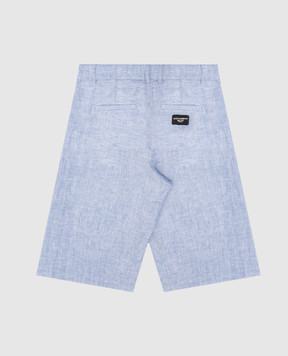 Dolce&Gabbana Children's blue linen shorts with logo L43Q33FU4LG812+