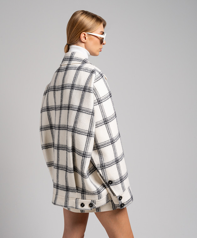 Max Mara Sportmax - White Assenzi checked wool jacket ASSENZI