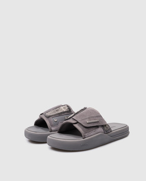 C2H4 Gray combination flip flops with logo R003098S