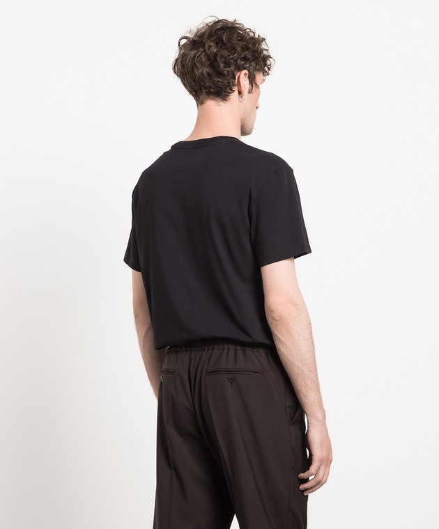 VALENTINO ロコ刺繍クルネックTシャツ 3V3MG10V9LJ 0NO Valentino - Black t-shirt with VLogo Signature patch
