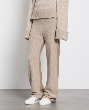 Off-White Beige high-rise trousers with textured logo OWHG012F22KNI001