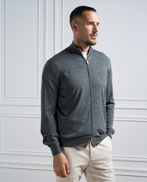Brunello Cucinelli Gray wool and cashmere cardigan M2400106