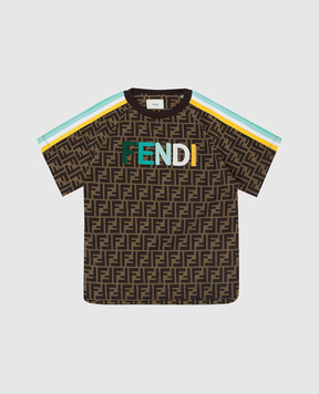 Fendi Children's T-shirt in FF print with logo embroidery JUI015ACZS57