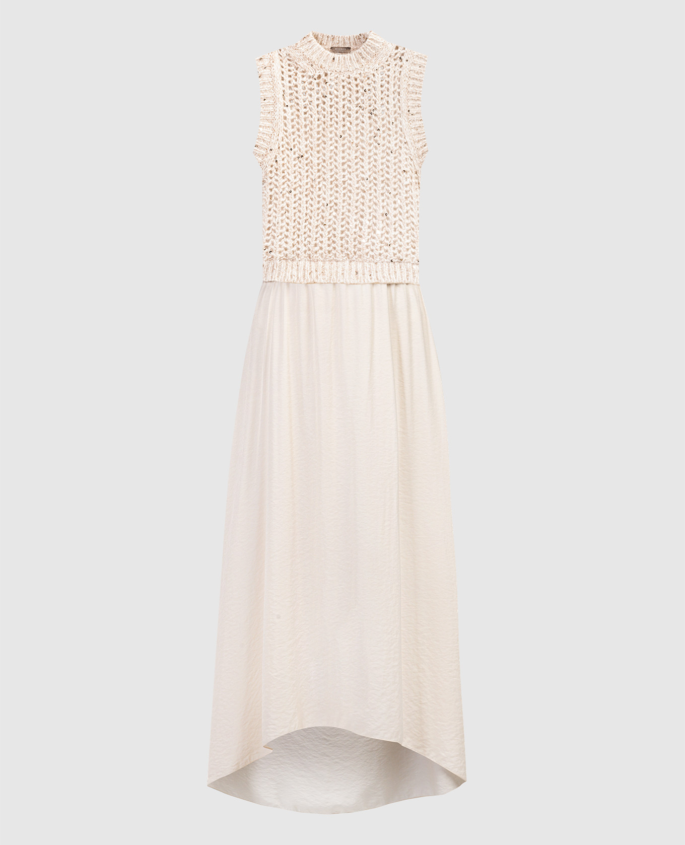 Beige combined dress with sequins Peserico