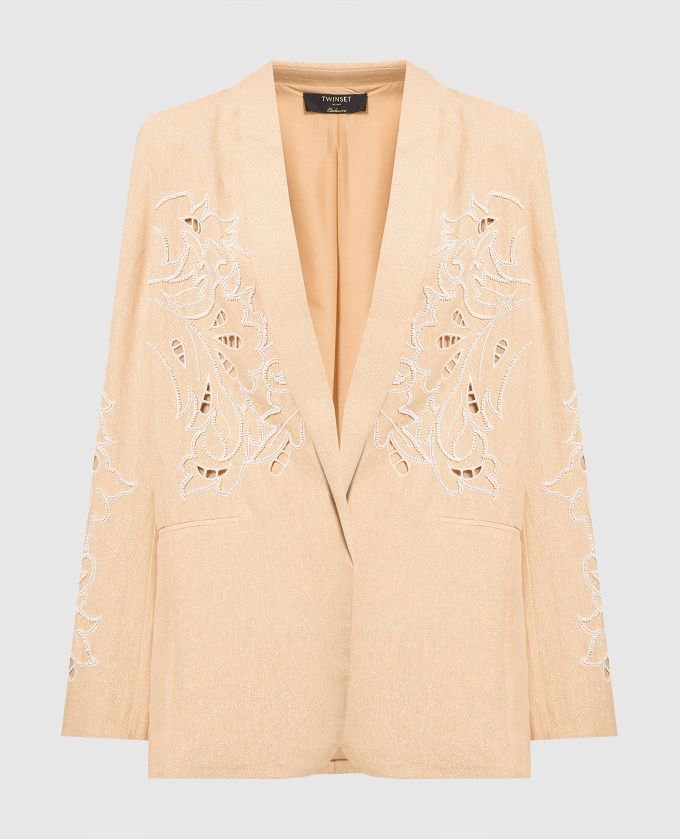 

Brown jacket with embroidery and lurex Twinset