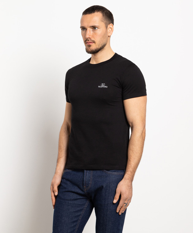 Valentino - Black t-shirt with logo print 1V3MG11Z8MS - shop
