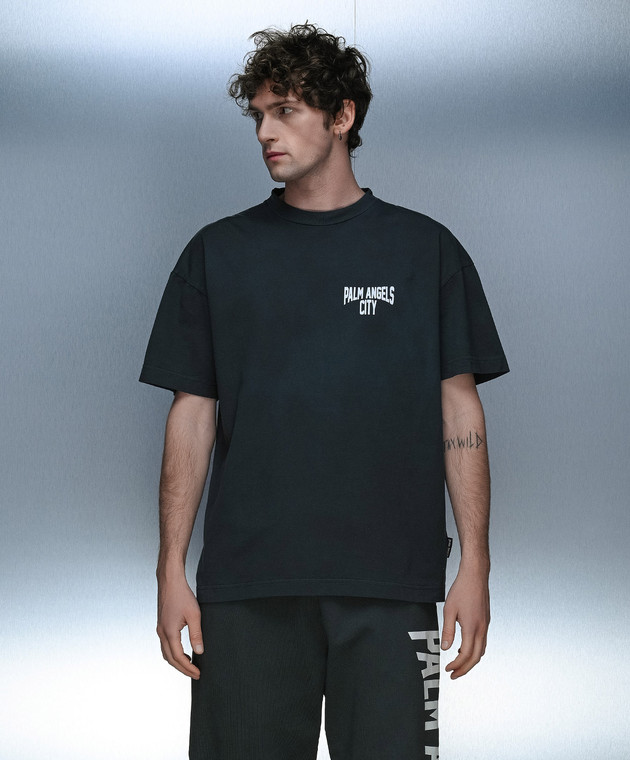 Palm Angels - Gray t-shirt with PA CITY logo