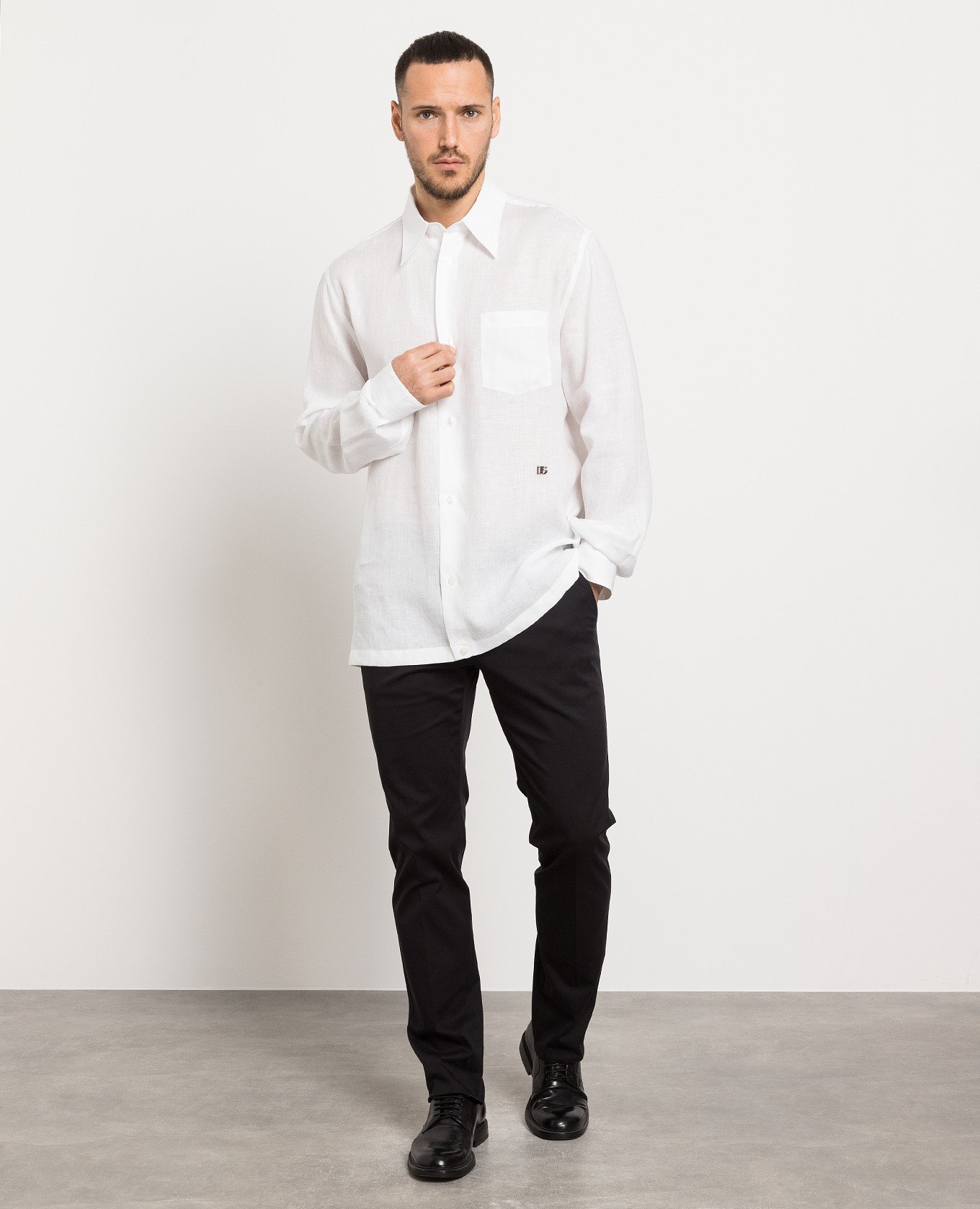 

White linen shirt with metallic DG logo Dolce&Gabbana