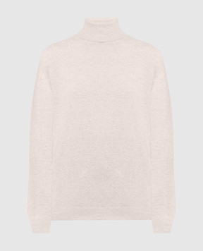 Brunello Cucinelli Beige cashmere turtleneck with monil chain M12150103P
