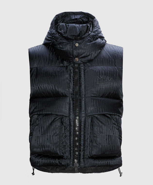 amiri ダウンベスト AMIRI - Black down vest with logo AW23MOS061 - shop with Hungary