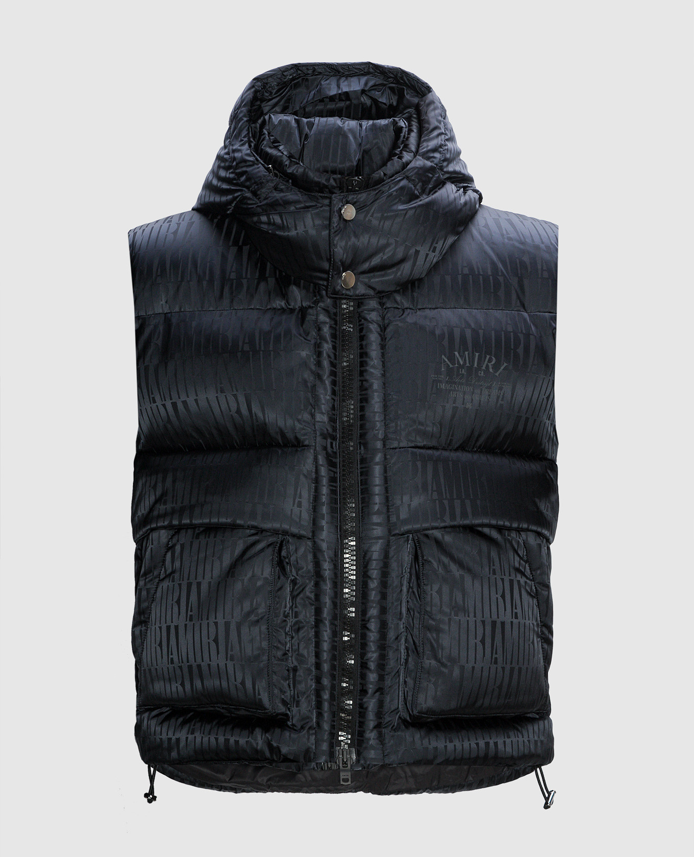 AMIRI - Black down vest with logo AW23MOS061 - shop with