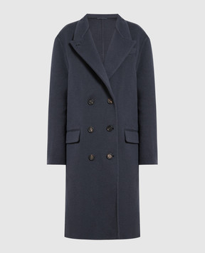 Brunello Cucinelli Blue double-breasted wool and cashmere coat MD5329728P