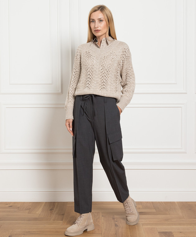 Pantalon Cargo Brunello Cucinelli Monili Gris - Laine Et Cachemire, Taille 4, Occasion Business/casual