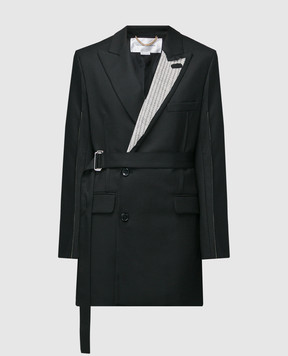 Victoria Beckham Black double-breasted jacket with a belt 1423WDR005055B