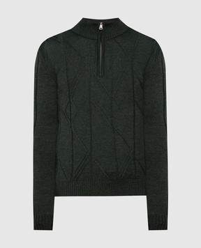 Cashmere&Whiskey Green sweater made of wool in a textured pattern PL007