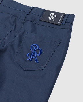 Stefano Ricci Baby blue pants with monogram embroidery YAT9200010CT001D