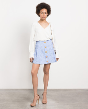 Balmain Blue tweed mini skirt AF0LA158XC67