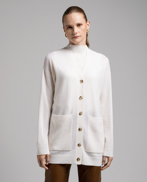 Allude White wool and cashmere cardigan 23517040