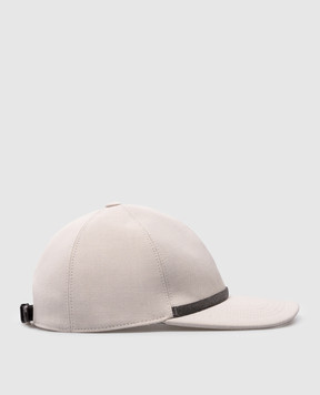 Brunello Cucinelli Beige linen cap with monil chain MCAP90078