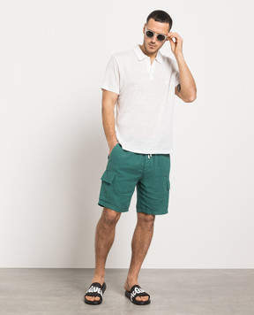 Vilebrequin White Pyramid linen polo with logo embroidery PYRE9O00