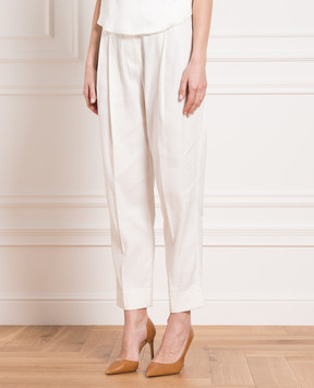 Brunello Cucinelli White pants with monil chain MF591P8254