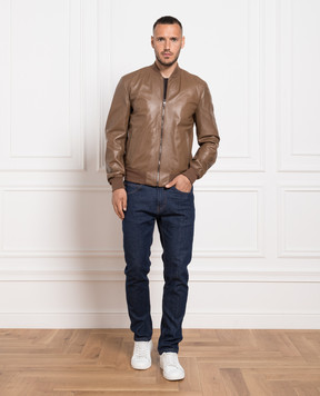 Dolce&Gabbana Brown leather bomber jacket G9PB9LGEZT6