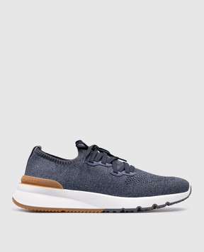 Brunello Cucinelli Blue sneakers with textured logo MZUKISO250