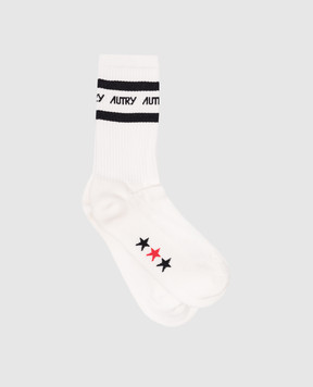 AUTRY White socks with contrasting logo pattern A54ESOPU66WKm