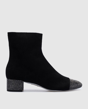 Rene Caovilla Black suede boots with crystals C11852040