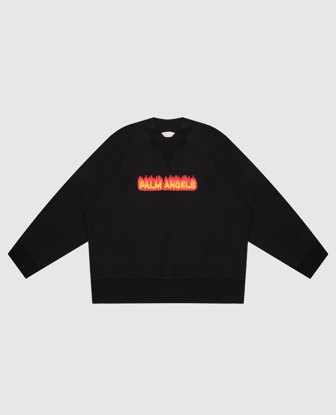 Children's black flames sweatshirt with print palm angels