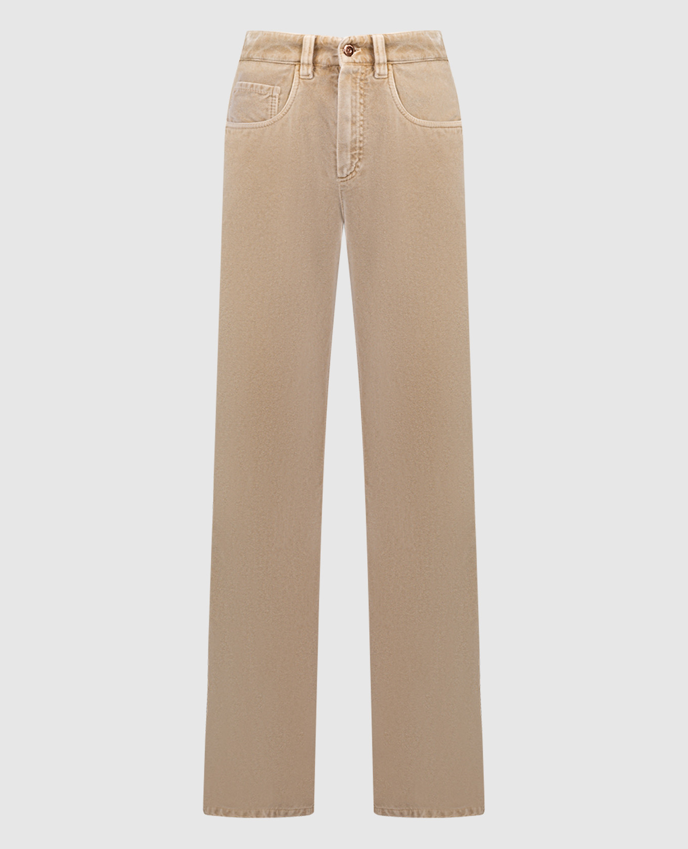 

Beige velvet trousers with monil chain and logo patch Brunello Cucinelli
