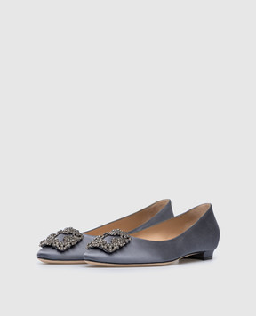 Manolo Blahnik Hangisiflat ballet flats in gray with crystals HANGISIFLAT10