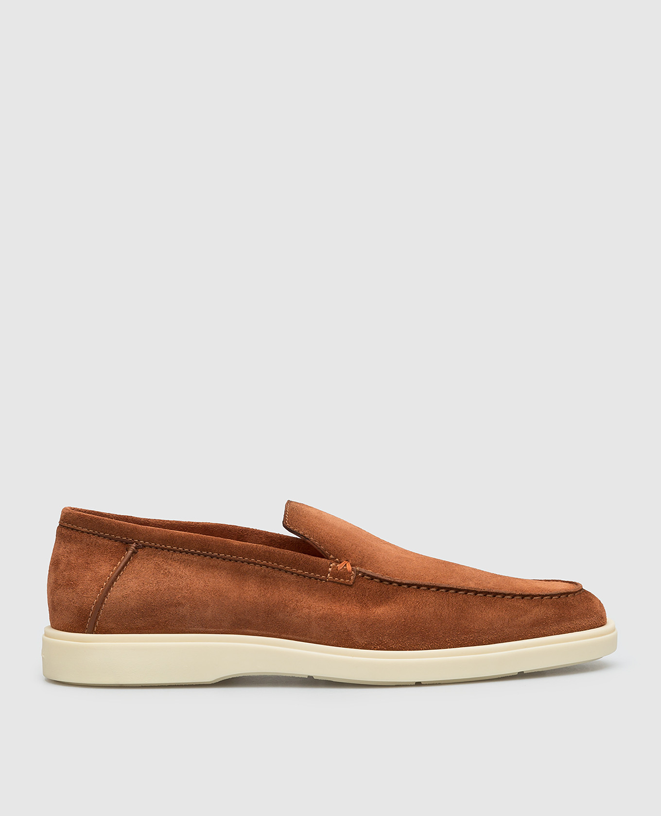 

Brown suede loafers Santoni, Коричневый