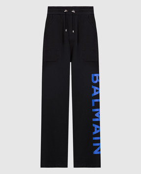 Balmain Black sweatpants with logo print AH1OB211BB15