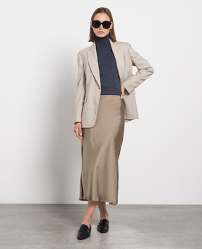 Brunello Cucinelli Blue cashmere turtleneck with monil chain M12150103P
