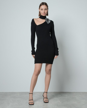 Giuseppe Di Morabito Milano Black dress with appliqué with crystals 02PSKN290F02079