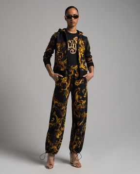 Versace Jeans Couture Black pants in Watercolor Couture print 76HAA3A0FS127