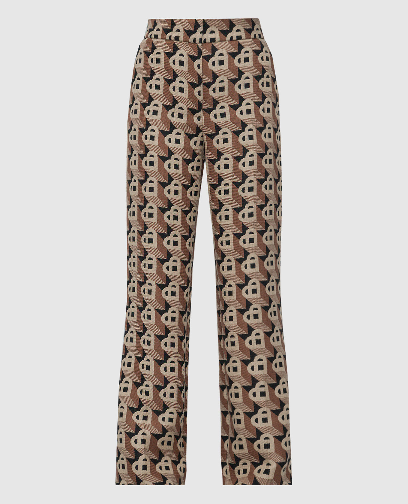 

Brown wool flared pants in Heart Jacquard pattern Casablanca